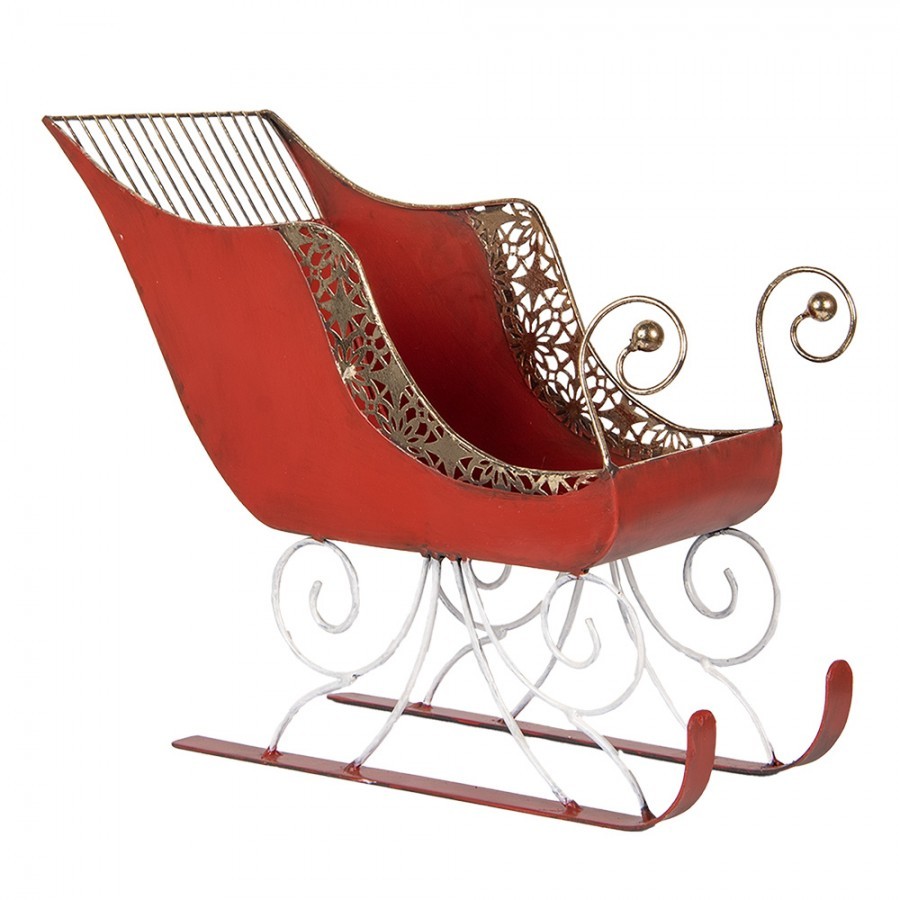 Červeno-zlaté kovové sáně Christmas Sleigh - 37*16*31 cm Clayre & Eef Červeno-zlaté kovové sáně Christmas Sleigh - 37*16*31 cm Clayre & Eef