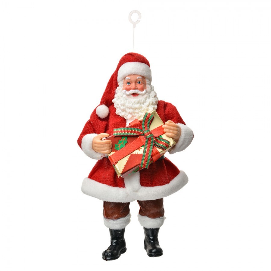 Závěsná vánoční dekorace Santa Claus držící dárek - 10*6*17 cm