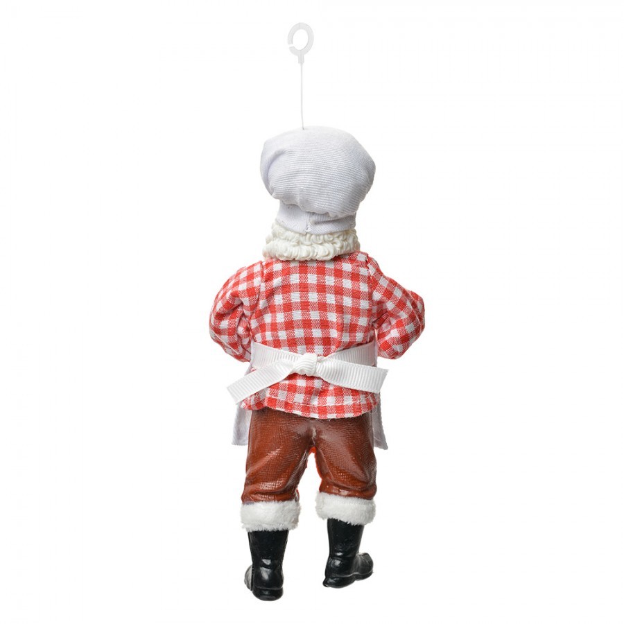 Závěsná vánoční dekorace Santa Claus cukrář držící perníček - 9*6*17 cm Clayre & Eef Závěsná vánoční dekorace Santa Claus cukrář držící perníček - 9*6*17 cm Clayre & Eef