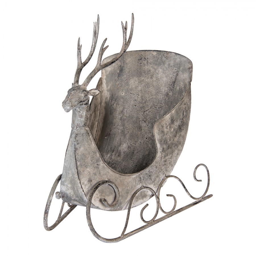 Zinková antik kovová dekorace sáně s jelenem Deer - 44*34*47 cm Clayre & Eef Zinková antik kovová dekorace sáně s jelenem Deer - 44*34*47 cm Clayre & Eef