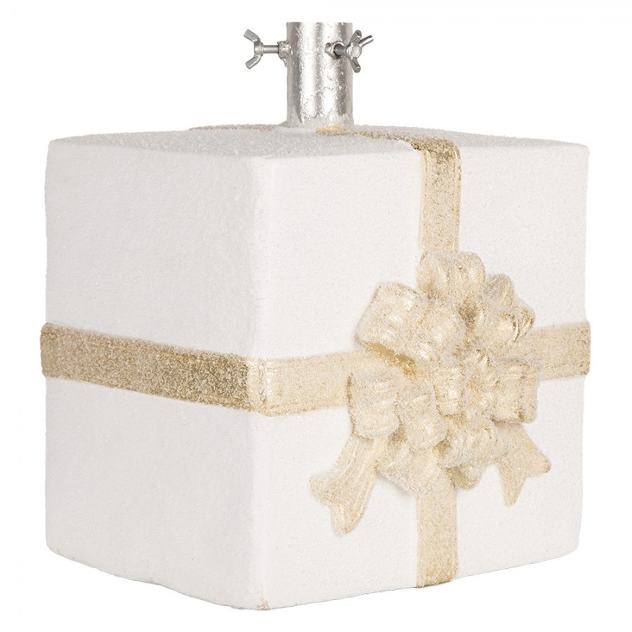 Bílý stojan na stromek ve tvaru dárku Christmas Gift - 26*24*33 cm Clayre & Eef Bílý stojan na stromek ve tvaru dárku Christmas Gift - 26*24*33 cm Clayre & Eef