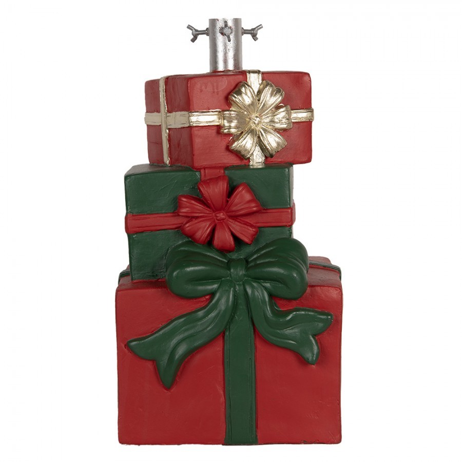 Červeno-zelený stojan na stromek ve tvaru dárků Christmas Gift - 28*26*48 cm