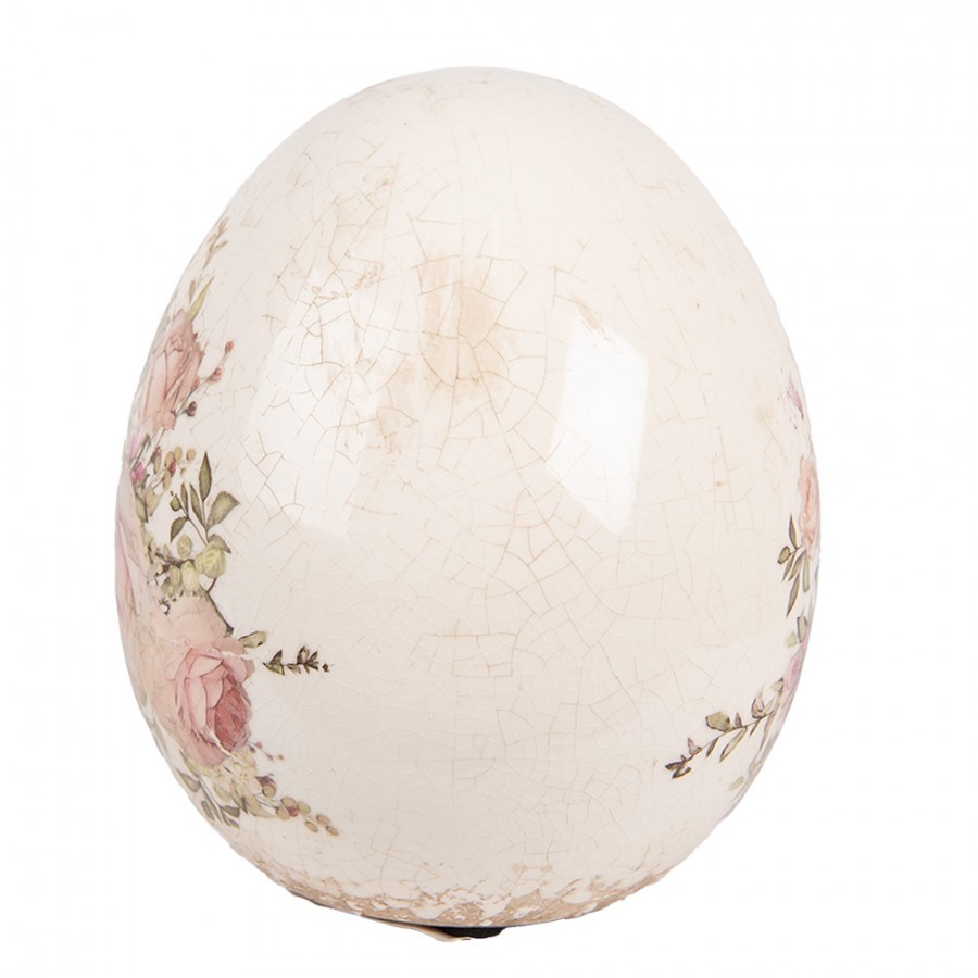 Keramické dekorační vajíčko s růžičkami Rosien M - Ø 10*12 cm Clayre & Eef Keramické dekorační vajíčko s růžičkami Rosien M - Ø 10*12 cm Clayre & Eef