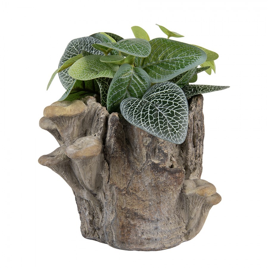 Hnědý cementový květináč kmen stromu s houbami Botanic S - 19*17*16 cm Clayre & Eef Hnědý cementový květináč kmen stromu s houbami Botanic S - 19*17*16 cm Clayre & Eef