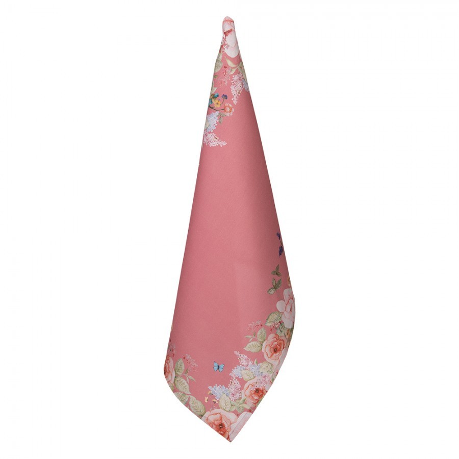 Růžová bavlněná utěrka Flower & Fiesta - 50*70 cm