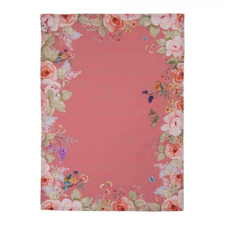 Růžová bavlněná utěrka Flower & Fiesta - 50*70 cm Clayre & Eef Růžová bavlněná utěrka Flower & Fiesta - 50*70 cm Clayre & Eef