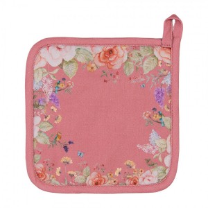 Růžová bavlněná chňapka - podložka Flower & Fiesta - 20*20 cm