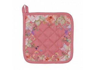 Růžová bavlněná chňapka - podložka Flower & Fiesta - 20*20 cm