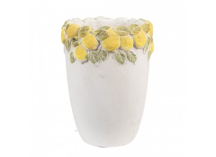 Cementový vysoký květináč lemovaný citróny Lemoni S - Ø 13*17 cm