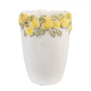 Cementový květináč lemovaný citróny Lemoni S - Ø 13*17 cm