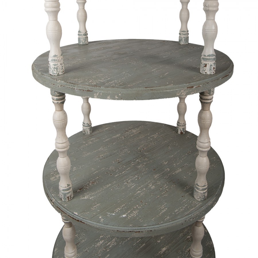 Zeleno-béžový antik volně stojící kulatý dřevěný regál Brocante - Ø 80*175 cm Clayre & Eef Zeleno-béžový antik volně stojící kulatý dřevěný regál Brocante - Ø 80*175 cm Clayre & Eef
