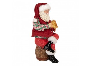 Červená vánoční dekorace figurka Santa Claus s pivem - 13*13*24 cm