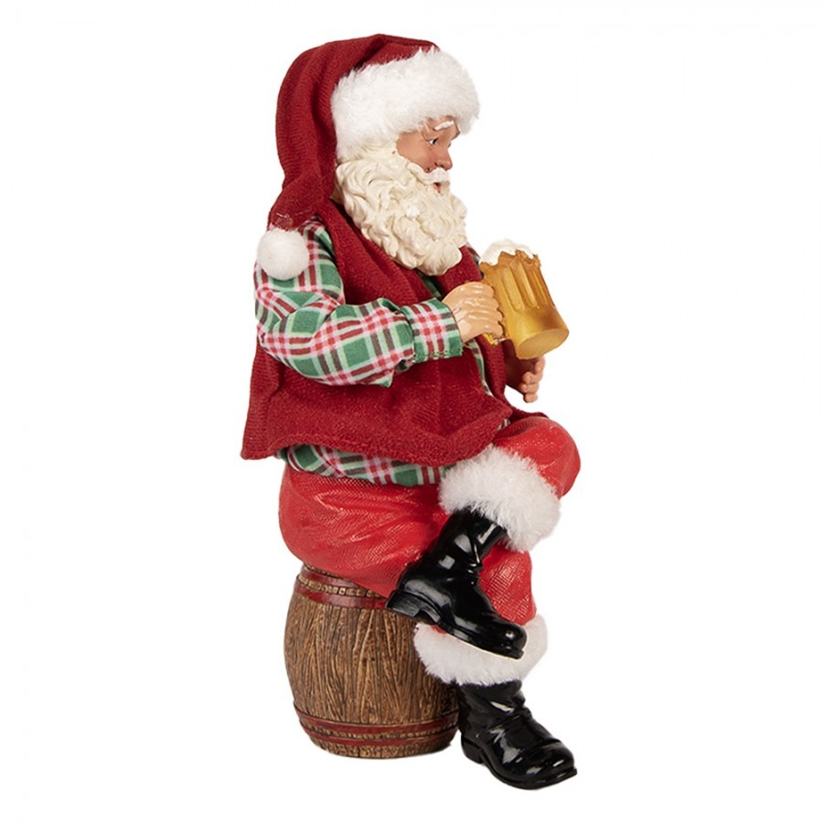 Červená vánoční dekorace figurka Santa Claus s pivem - 13*13*24 cm Clayre & Eef Červená vánoční dekorace figurka Santa Claus s pivem - 13*13*24 cm Clayre & Eef
