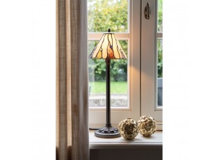 Béžovo-hnědá stolní lampa Tiffany Titto - Ø 20*60 cm E14/ 1*40W