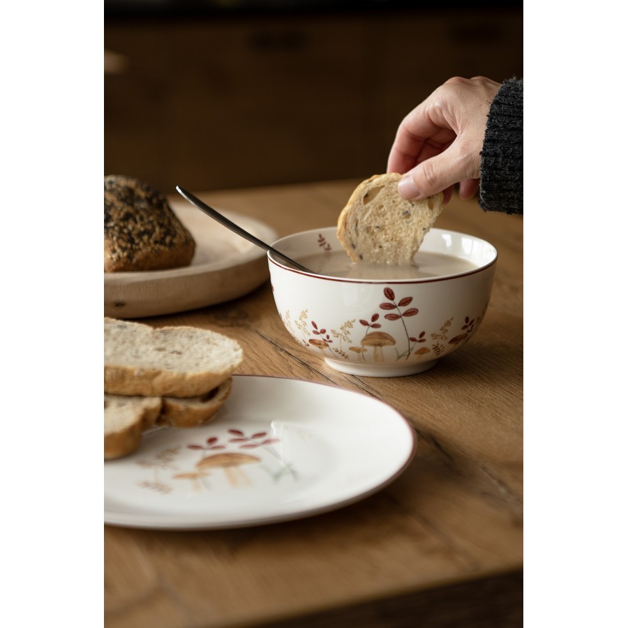 Bílá porcelánová miska s houbičkami Little Forest Jewels - Ø 14*7 cm / 500 ml Clayre & Eef Bílá porcelánová miska s houbičkami Little Forest Jewels - Ø 14*7 cm / 500 ml Clayre & Eef