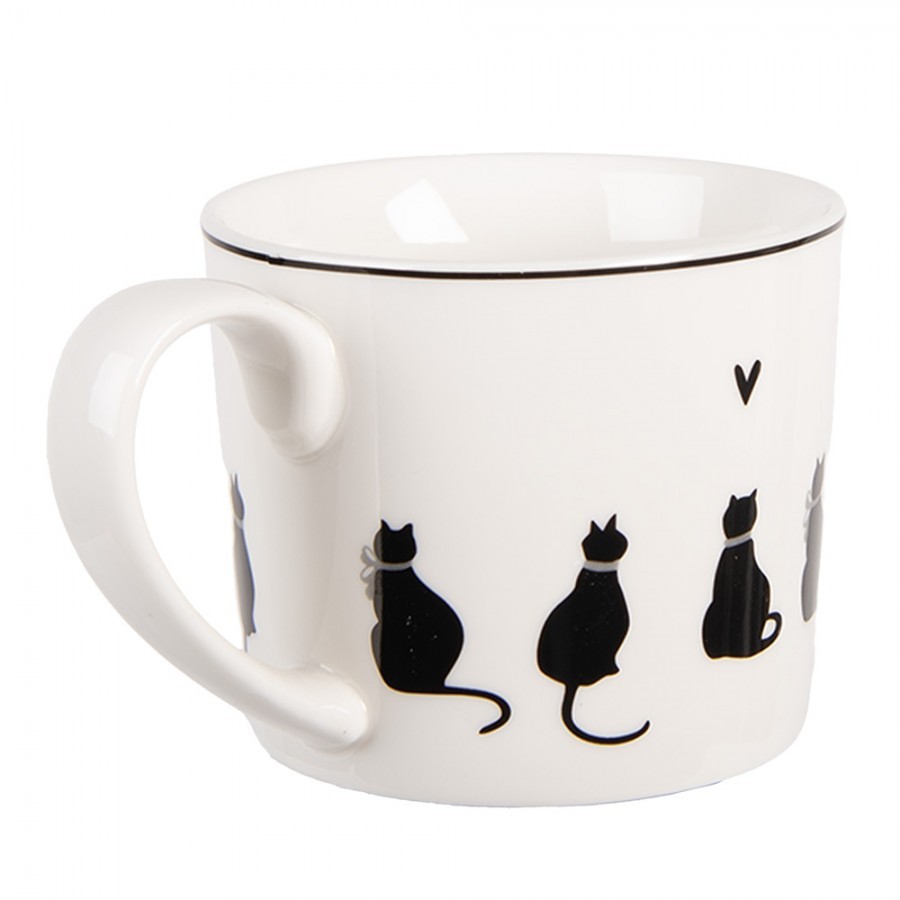 Bílý hrnek s kočkami a srdíčkem Dog&Cat - 12*8*7 cm / 275 ml Clayre & Eef Bílý hrnek s kočkami a srdíčkem Dog&Cat - 12*8*7 cm / 275 ml Clayre & Eef