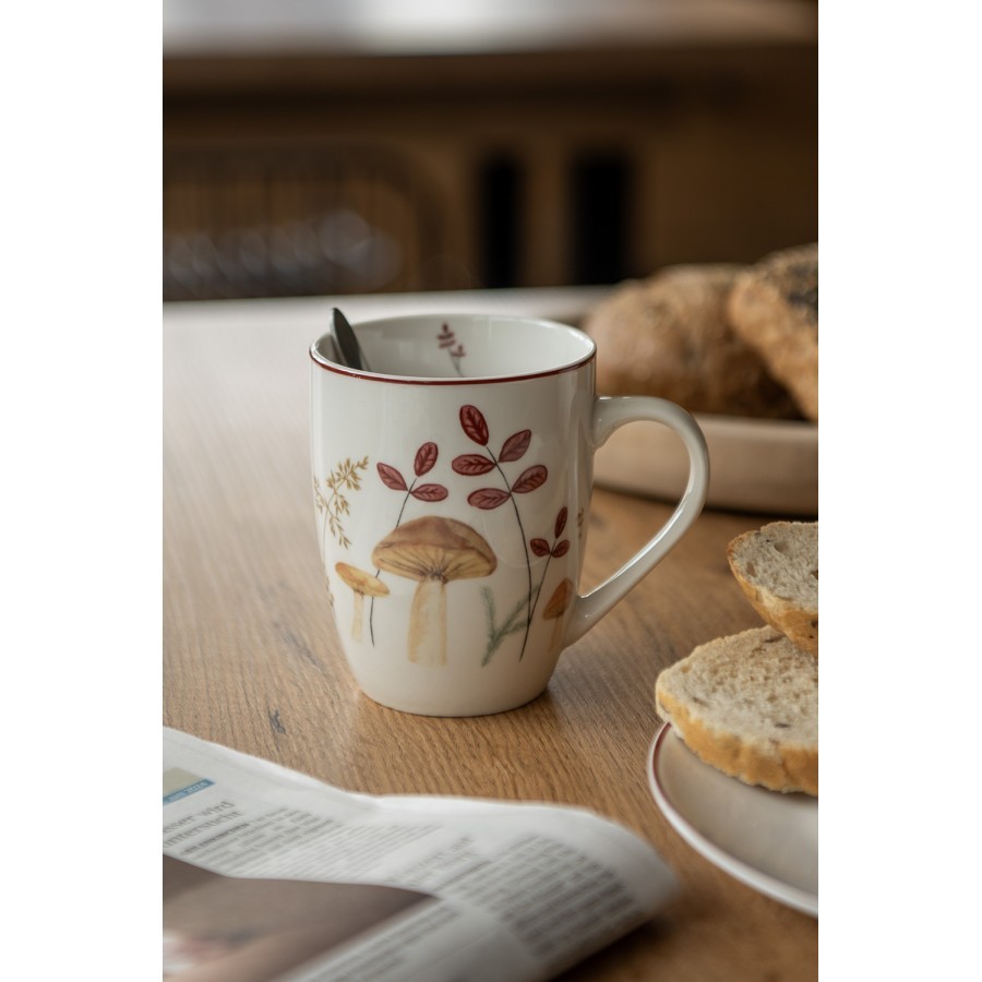 Bílý porcelánový hrnek s houbičkami Little Forest Jewels - 12*8*10 cm / 300 ml Clayre & Eef Bílý porcelánový hrnek s houbičkami Little Forest Jewels - 12*8*10 cm / 300 ml Clayre & Eef