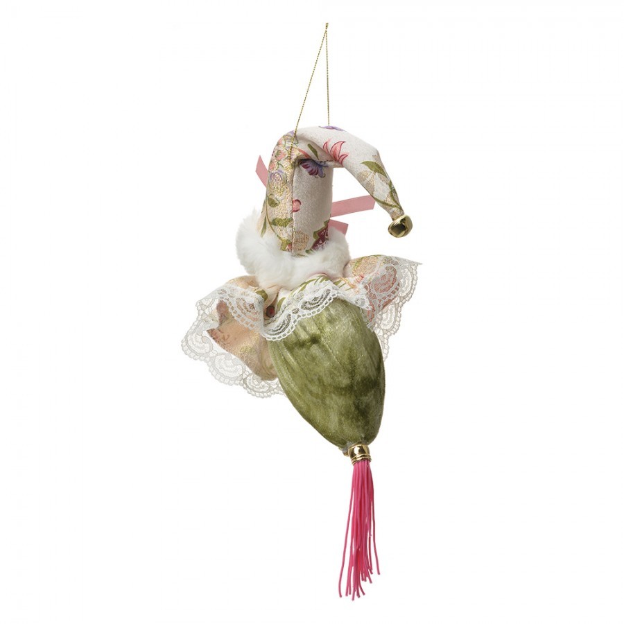 Závěsná dekorace Santa s květovaným oblekem - 8*8*35 cm Clayre & Eef Závěsná dekorace Santa s květovaným oblekem - 8*8*35 cm Clayre & Eef