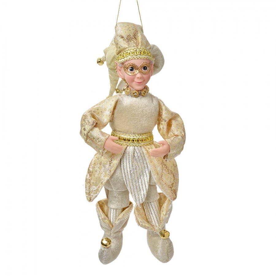 Závěsná dekorace Elf ve zlatém obleku - 10*8*28 cm
