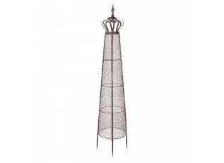 Hnědý antik kovový obelisk na květiny Brocante - Ø 30*151 cm