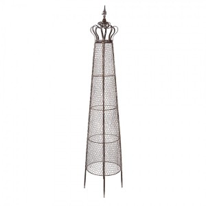 Hnědý antik kovový obelisk na květiny Brocante - Ø 30*151 cm