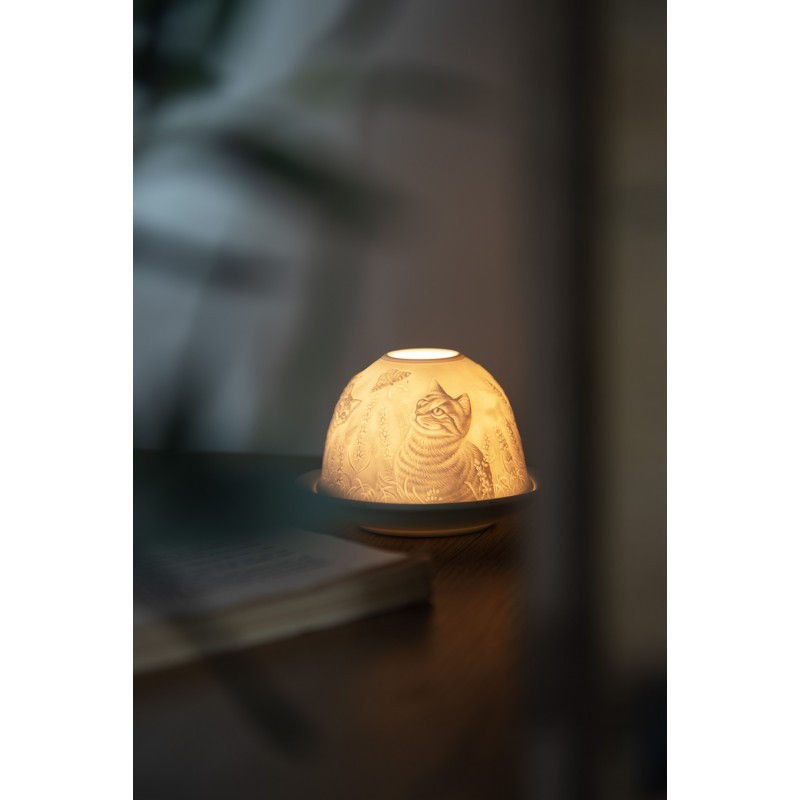 Bílý porcelánový svícen na čajovku kočička s koťátky Paollo - Ø 12 * 8 cm Clayre & Eef Bílý porcelánový svícen na čajovku kočička s koťátky Paollo - Ø 12 * 8 cm Clayre & Eef