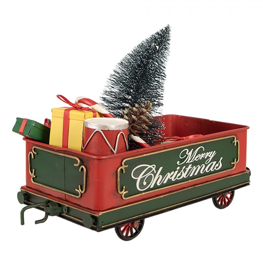 Červený retro model vagón s dárky a stromkem Christmas - 31*15*25 cm Clayre & Eef Červený retro model vagón s dárky a stromkem Christmas - 31*15*25 cm Clayre & Eef