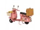 Růžový kovový retro model Scooter s květy - 12*6*8 cm Clayre & Eef