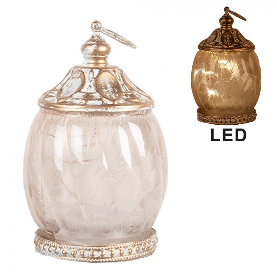 Béžová skleněná svítící LED lucerna Balli - Ø 7*11 cm Clayre & Eef Béžová skleněná svítící LED lucerna Balli - Ø 7*11 cm Clayre & Eef
