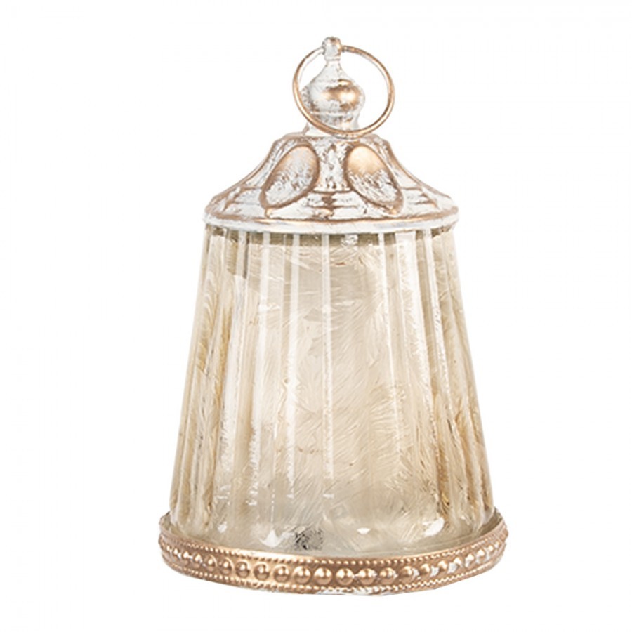 Béžová skleněná svítící LED lucerna Balli - Ø 8*12 cm