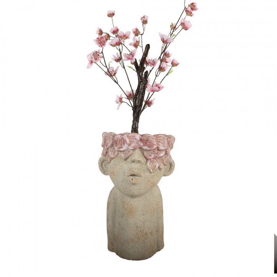 Béžový antik obal na květináč hlava ženy s květy Danaé L - 20*19*31 cm Clayre & Eef Béžový antik obal na květináč hlava ženy s květy Danaé L - 20*19*31 cm Clayre & Eef