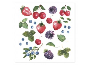 Bílé ubrousky s lesními plody - 33*33 cm (20ks)