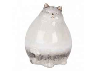 Šedá keramická dekorace kočka - 14*13*18 cm
