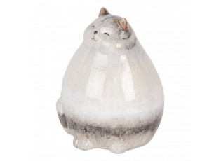 Šedá keramická dekorace kočka - 14*13*18 cm