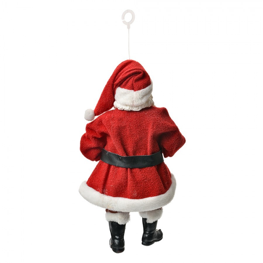 Červená závěsná vánoční dekorace Santa Claus držící ceduli - 10*6*17 cm Clayre & Eef Červená závěsná vánoční dekorace Santa Claus držící ceduli - 10*6*17 cm Clayre & Eef