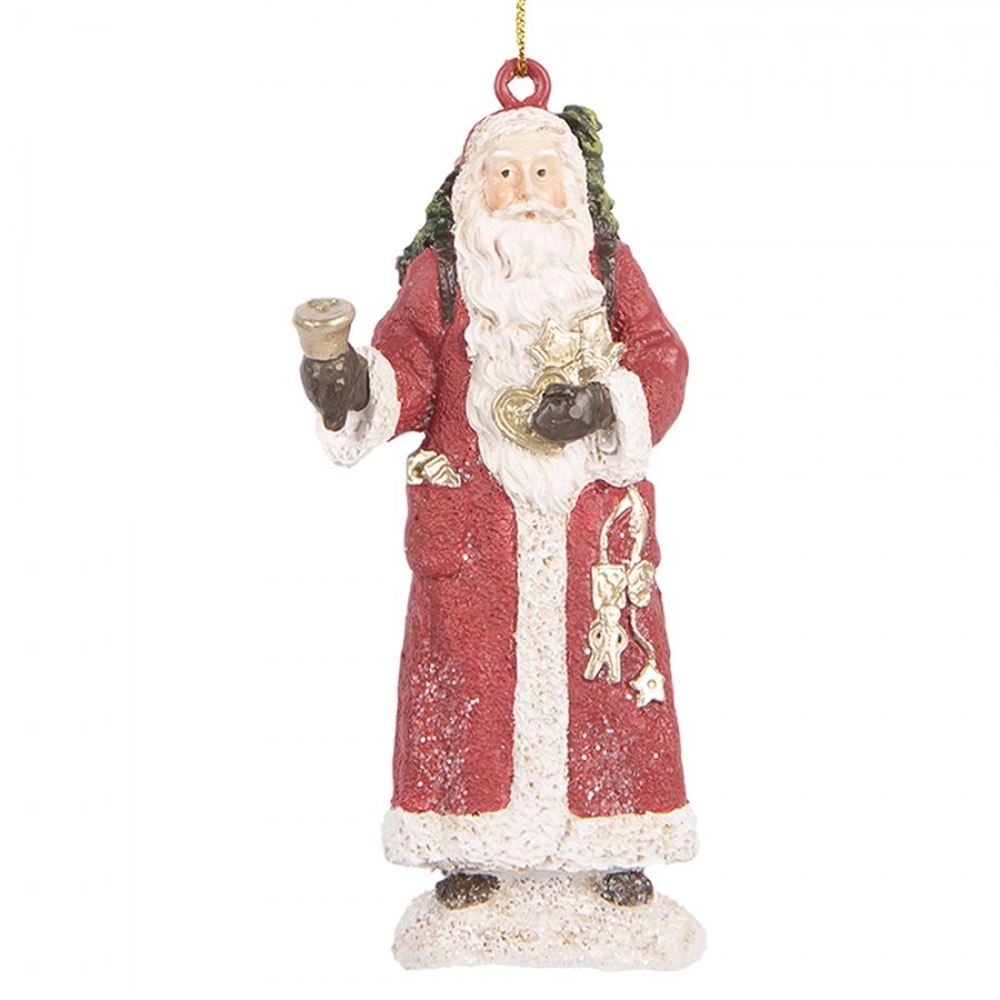 Vánoční závěsná dekorace Santa s nůší a dárky - 5*3*11 cm