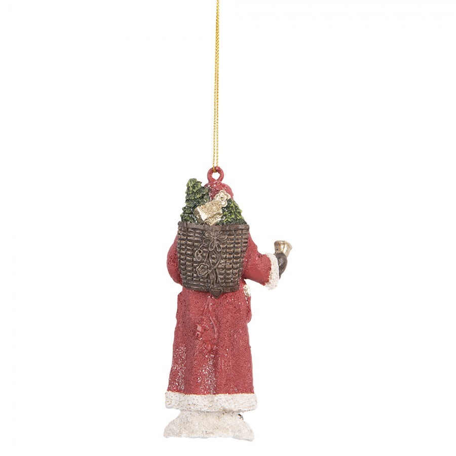 Vánoční závěsná dekorace Santa s nůší a dárky - 5*3*11 cm Clayre & Eef Vánoční závěsná dekorace Santa s nůší a dárky - 5*3*11 cm Clayre & Eef