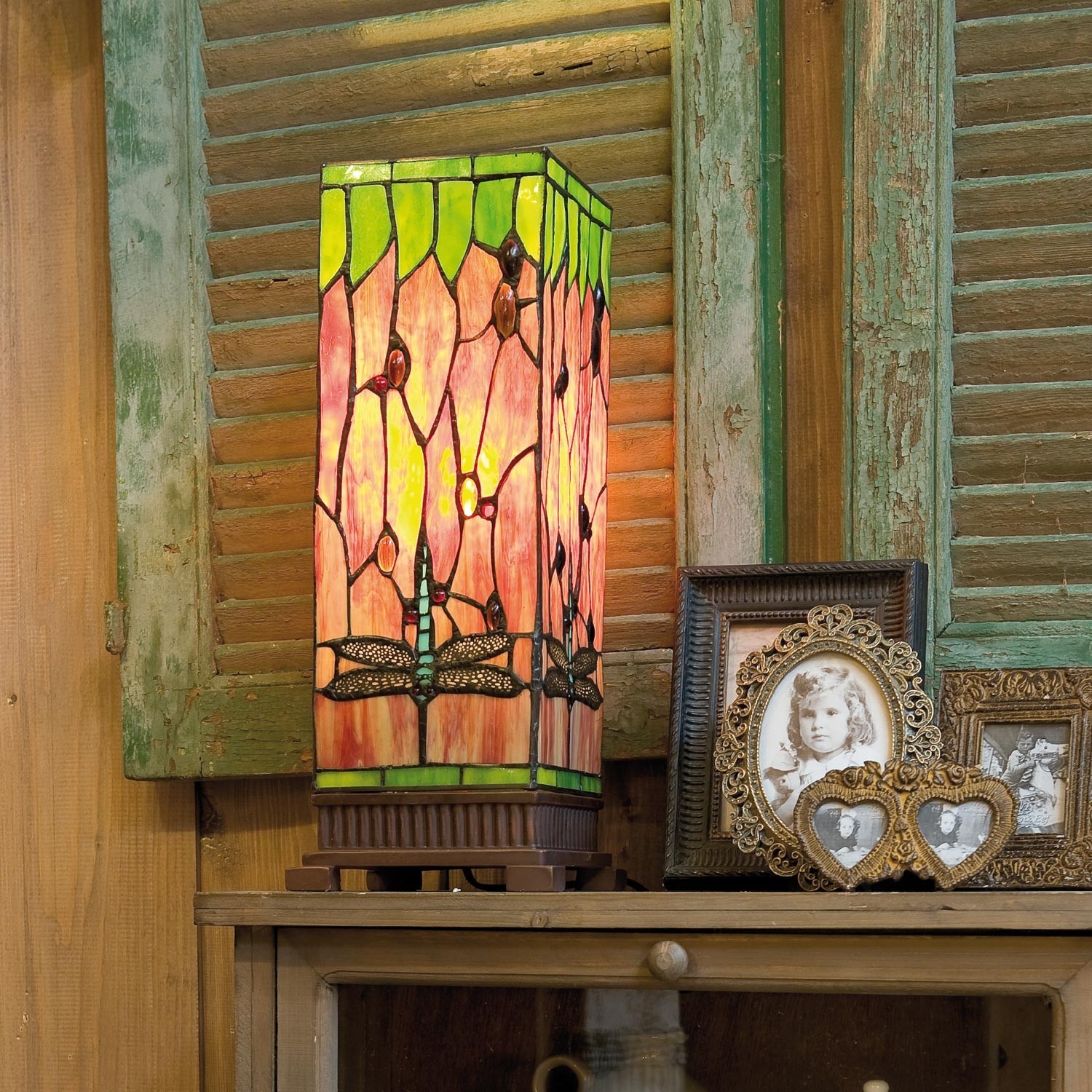 Stolní lampa Tiffany Square dragonfly Clayre & Eef Stolní lampa Tiffany Square dragonfly Clayre & Eef