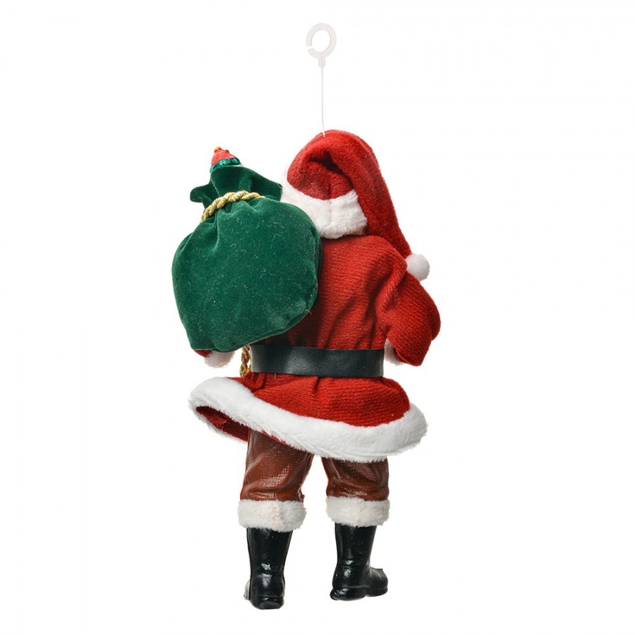 Červená závěsná vánoční dekorace Santa Claus držící pytel - 10*6*17 cm Clayre & Eef Červená závěsná vánoční dekorace Santa Claus držící pytel - 10*6*17 cm Clayre & Eef