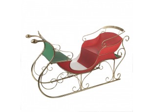 Červeno-zlaté veliké kovové sáně Christmas Sleigh - 169*67*106 cm