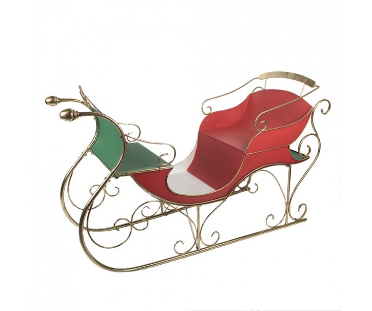 Červeno-zlaté veliké kovové sáně Christmas Sleigh - 169*67*106 cm Clayre & Eef