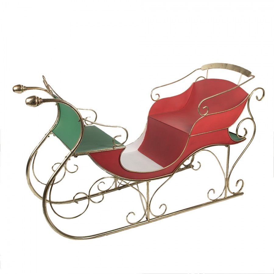 Červeno-zlaté veliké kovové sáně Christmas Sleigh - 169*67*106 cm