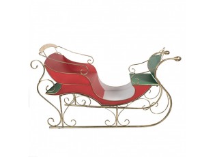 Červeno-zlaté veliké kovové sáně Christmas Sleigh - 169*67*106 cm
