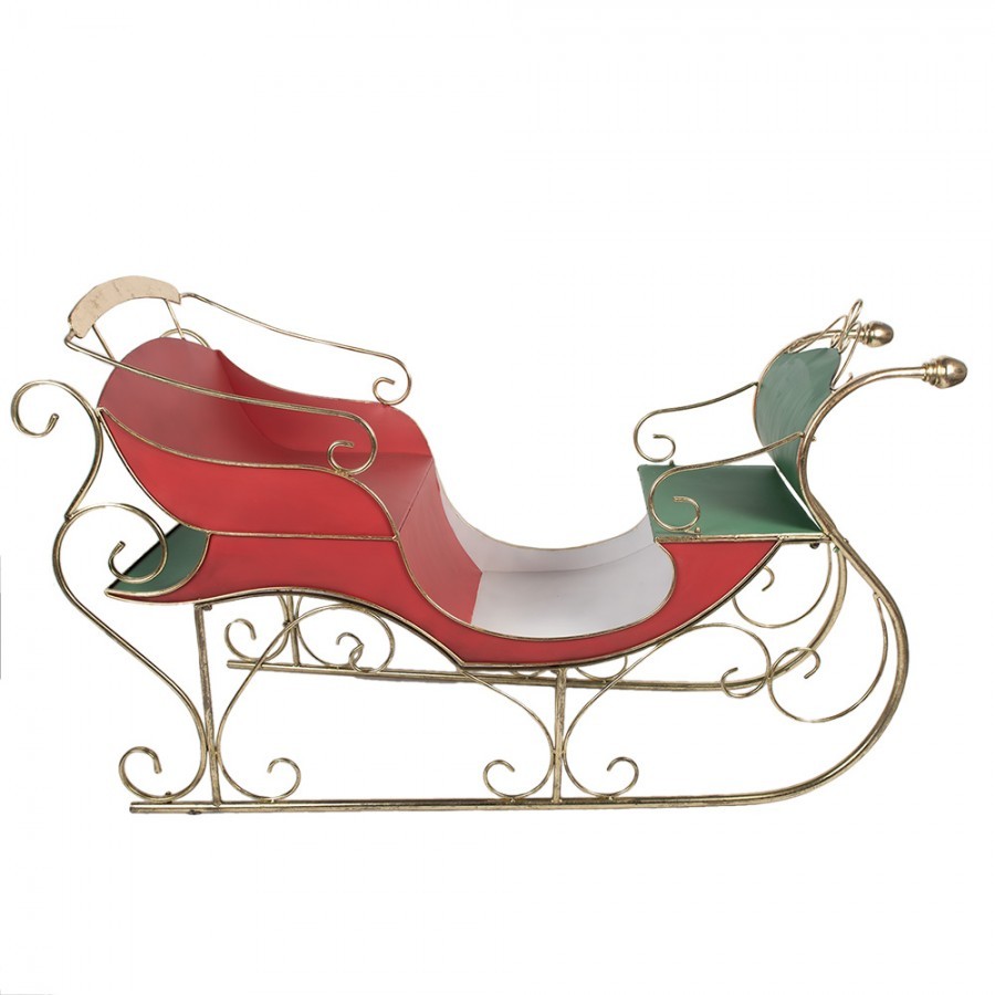 Červeno-zlaté veliké kovové sáně Christmas Sleigh - 169*67*106 cm Clayre & Eef Červeno-zlaté veliké kovové sáně Christmas Sleigh - 169*67*106 cm Clayre & Eef