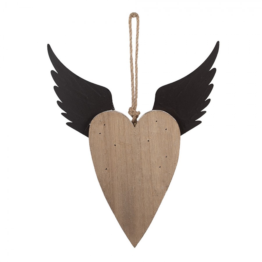 Dekorace závěsné srdce s andělskými křídly Angel Rustic L - 25*4*30 cm Clayre & Eef Dekorace závěsné srdce s andělskými křídly Angel Rustic L - 25*4*30 cm Clayre & Eef