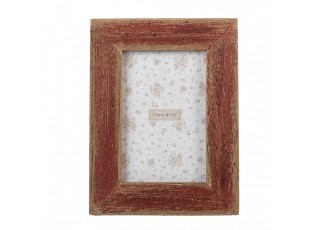 Červený antik dřevěný fotorámeček Rustic - 16*2*21 cm / 10*15 cm