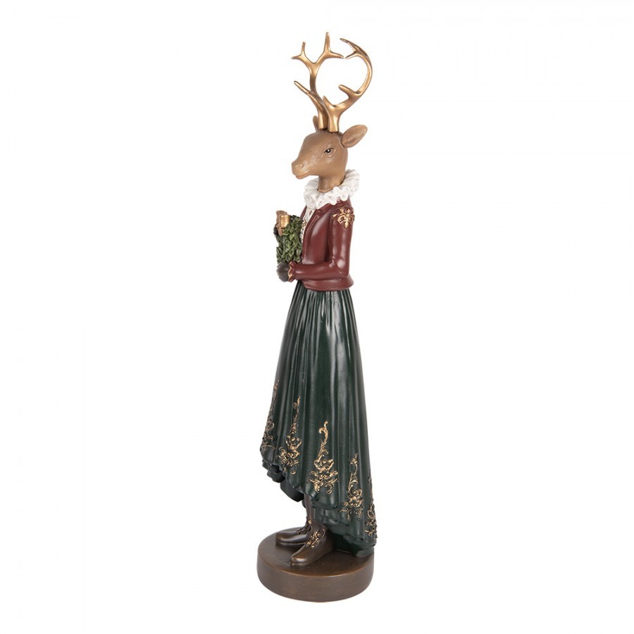 Vánoční dekorace figurka jelení dáma s věnečkem - 9*8*37 cm Clayre & Eef Vánoční dekorace figurka jelení dáma s věnečkem - 9*8*37 cm Clayre & Eef
