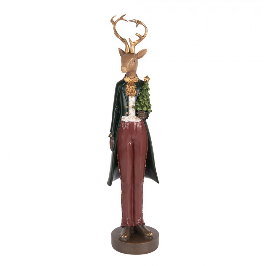 Vánoční dekorace figurka jelení muž se stromečkem - 9*9*37 cm
