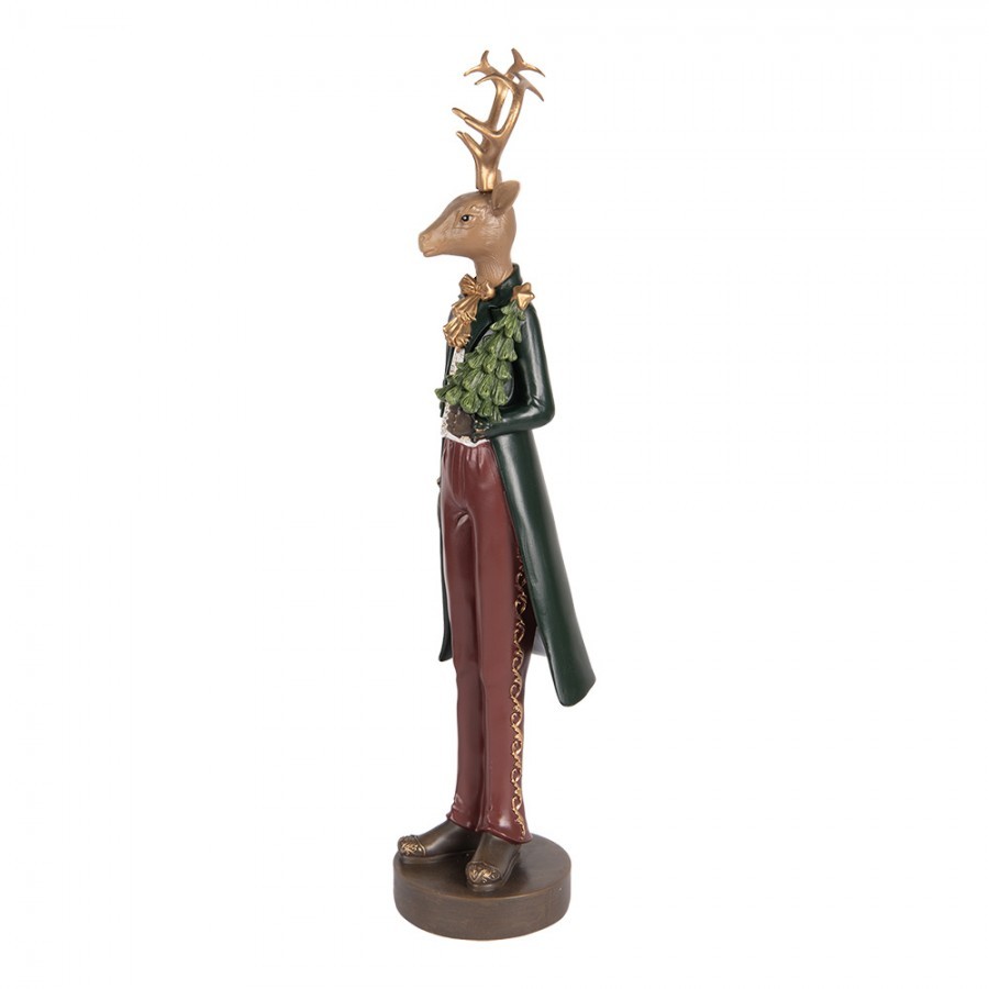 Vánoční dekorace figurka jelení muž se stromečkem - 9*9*37 cm Clayre & Eef Vánoční dekorace figurka jelení muž se stromečkem - 9*9*37 cm Clayre & Eef