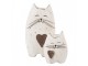 Bílá antik dřevěná dekorace kočička se srdíčkem Rustic Cat S - 6*4*7 cm Clayre & Eef